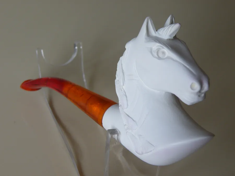 Hand-carved unicorn Turkish block meerschaum pipe, product ANI-02