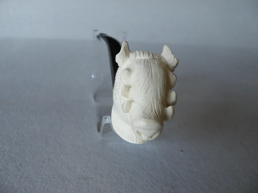 Hand-carved wild boar Turkish block meerschaum pipe, product ANI-03