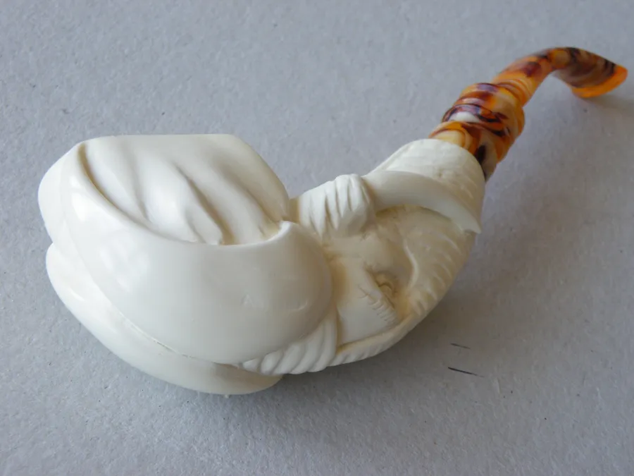 Hand-carved elephant Turkish block meerschaum pipe, product ANI-05