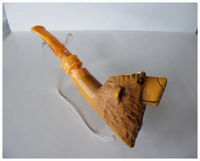 Hand-carved bear Turkish block meerschaum pipe, product ANI-08
