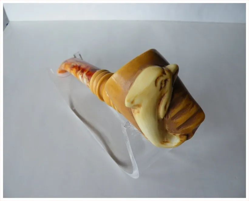 Hand-carved dolphin Turkish block meerschaum pipe, product ANI-13