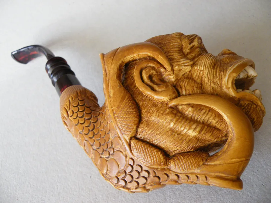 Hand-carved gorilla Turkish block meerschaum pipe, product ANI-16