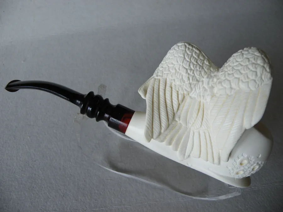 Hand-carved eagle Turkish block meerschaum pipe, product ANI-19