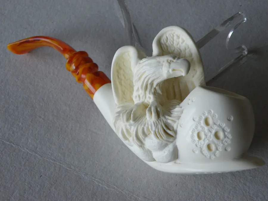 Hand-carved eagle Turkish block meerschaum pipe, product ANI-20