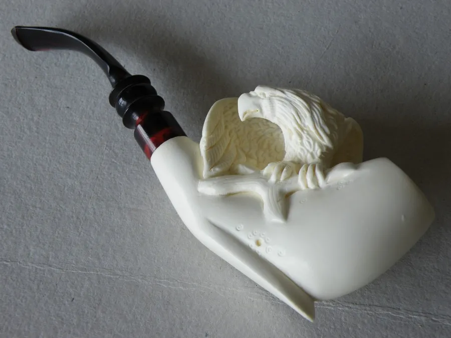 Hand-carved eagle Turkish block meerschaum pipe, product ANI-21