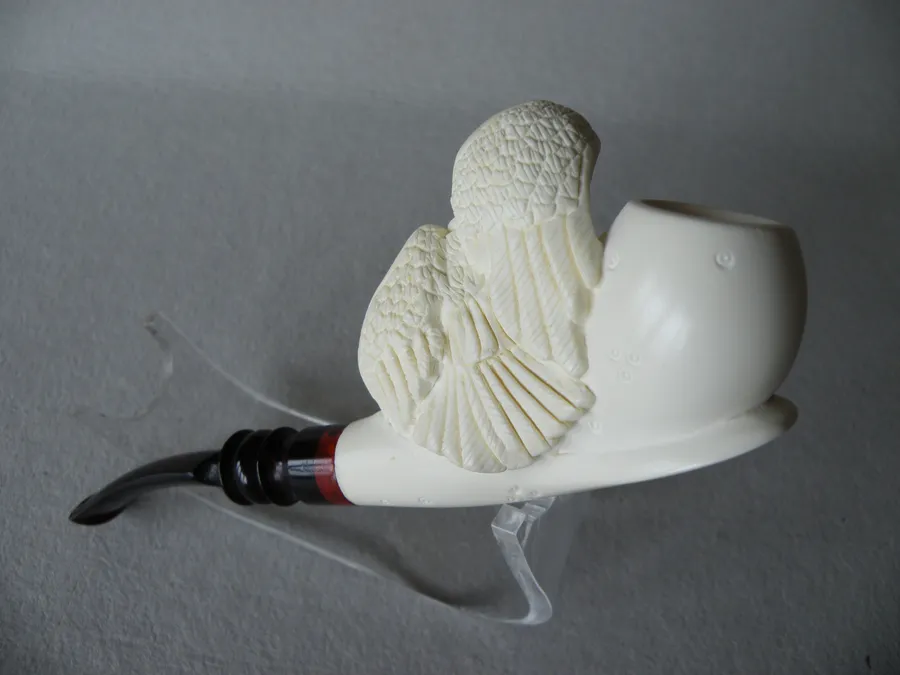 Hand-carved eagle Turkish block meerschaum pipe, product ANI-24
