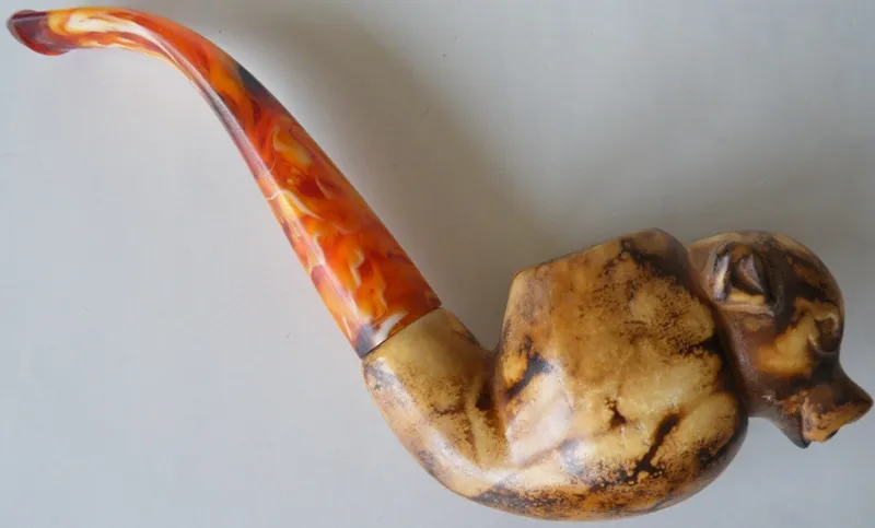 Hand-carved pig Turkish block meerschaum pipe, product ANI-35