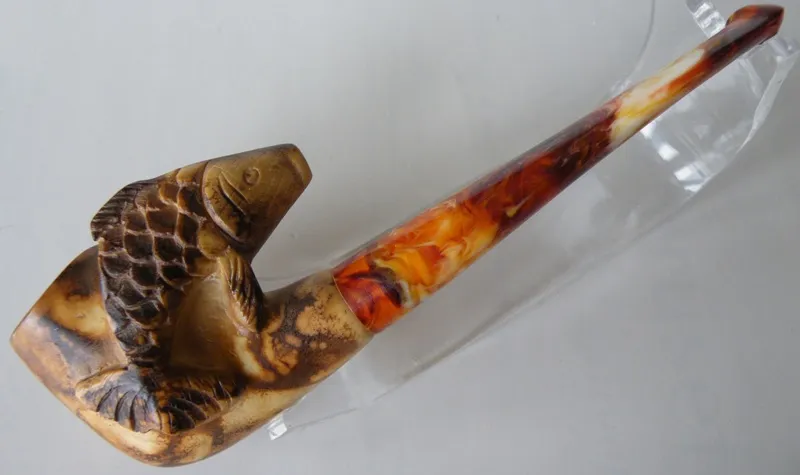 Hand-carved fish Turkish block meerschaum pipe, product ANI-43