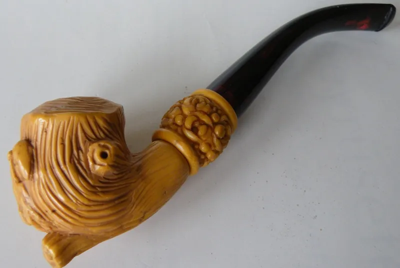 Hand-carved eagle Turkish block meerschaum pipe, product ANI-44