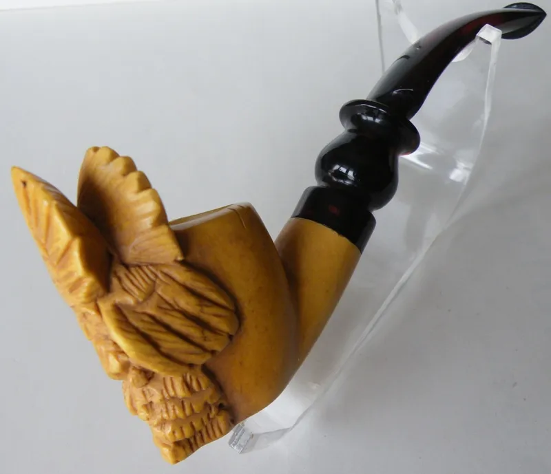Hand-carved eagle Turkish block meerschaum pipe, product ANI-45