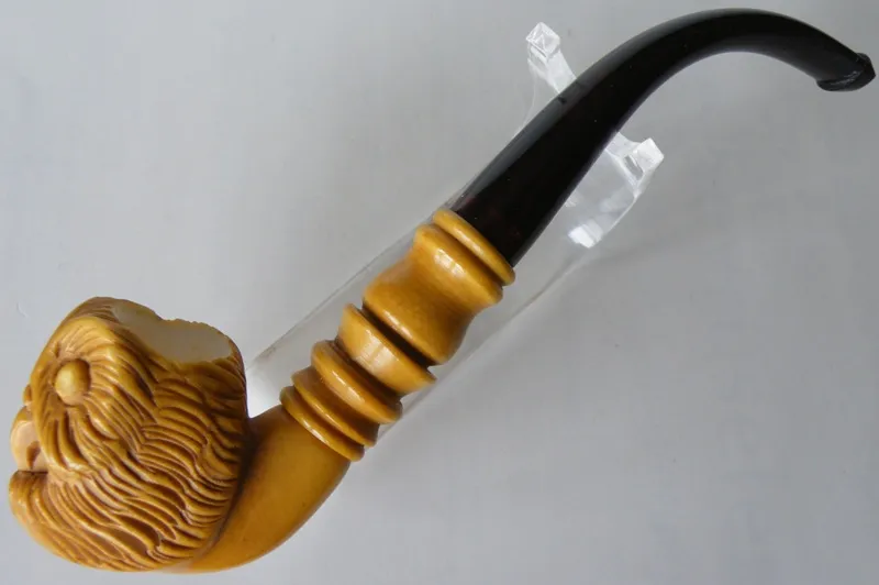 Hand-carved owl Turkish block meerschaum pipe, product ANI-46