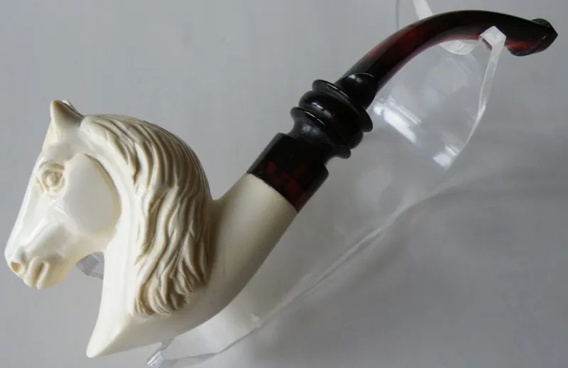 Hand-carved horse cigarette holder Turkish block meerschaum cigarette holder, product CGRTH-15
