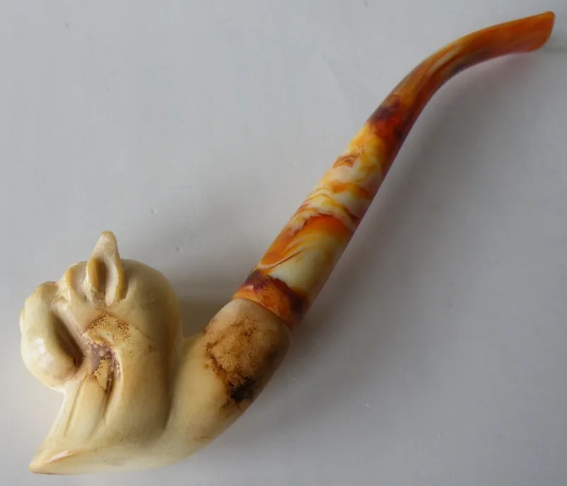 Hand-carved dog cigarette holder Turkish block meerschaum cigarette holder, product CGRTH-25