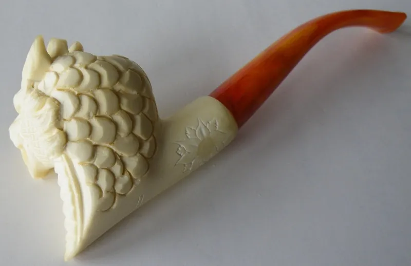 Hand-carved dragon cigarette holder Turkish block meerschaum cigarette holder, product CGRTH-45