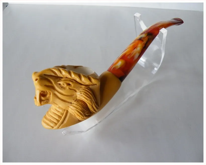 Hand-carved dragon Turkish block meerschaum pipe, product DRA-01
