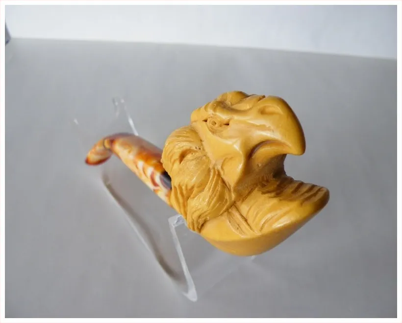 Hand-carved dragon Turkish block meerschaum pipe, product DRA-02