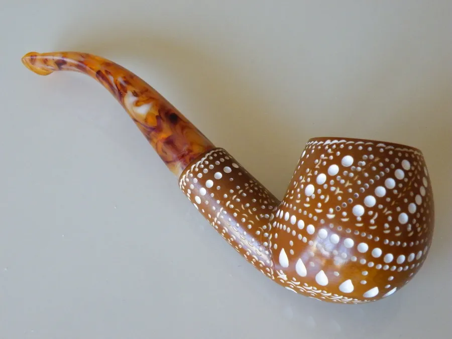 Hand-carved freehand Turkish block meerschaum pipe, product FH-47
