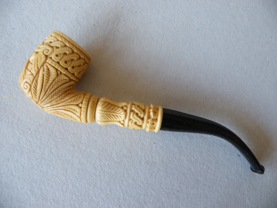Hand-carved masonic Turkish block meerschaum pipe, product MAS-19