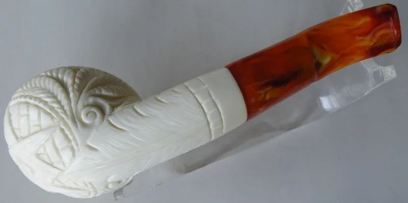Hand-carved masonic Turkish block meerschaum pipe, product MAS-22