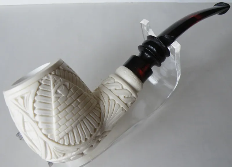 Hand-carved masonic Turkish block meerschaum pipe, product MAS-30