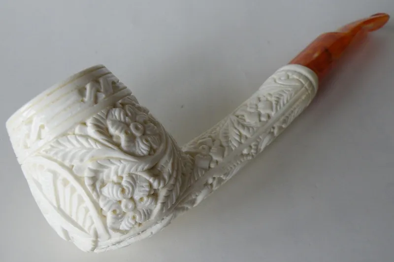 Hand-carved masonic Turkish block meerschaum pipe, product MAS-31