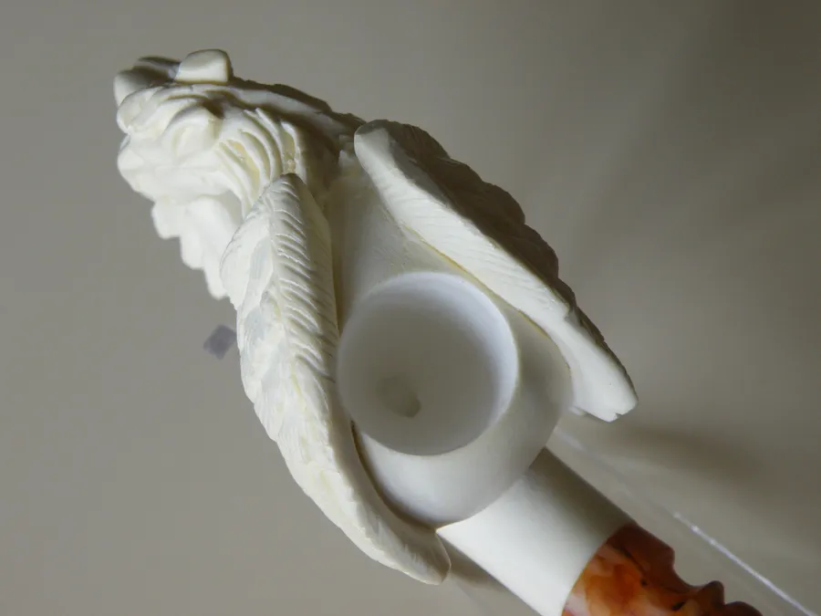Hand-carved pegasus Turkish block meerschaum pipe, product MYTH-02