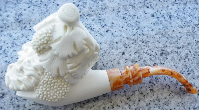 Hand-carved mythological Turkish block meerschaum pipe, product MYTH-05