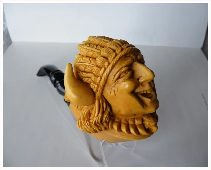 Hand-carved chief Turkish block meerschaum pipe, product IND-01