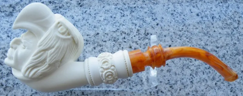 Hand-carved chief Turkish block meerschaum pipe, product IND-03