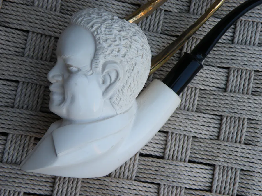 Hand-carved portrait Turkish block meerschaum pipe, product PORT-03