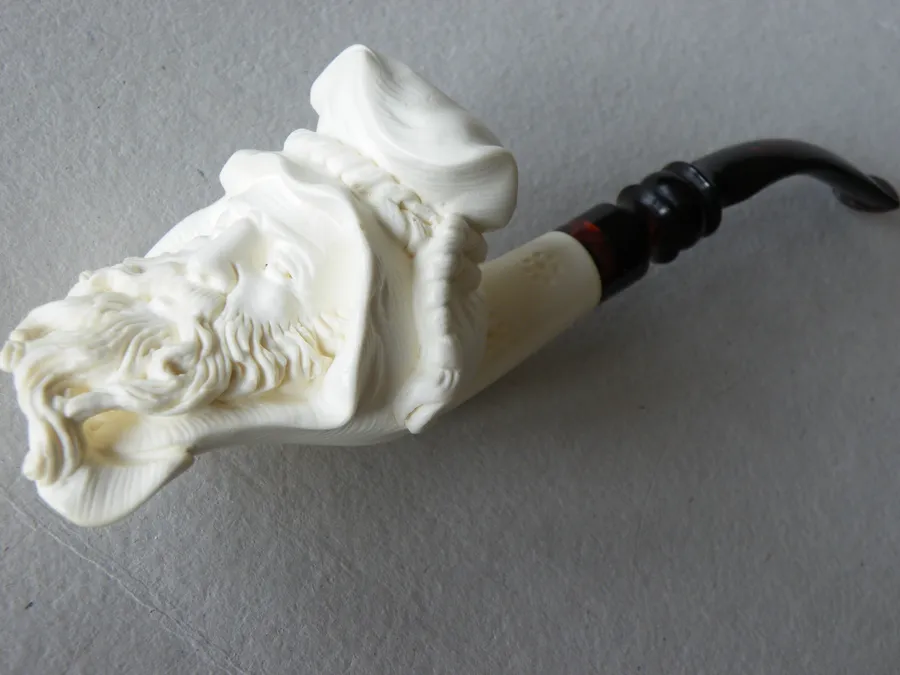Hand-carved bedouin Turkish block meerschaum pipe, product PORT-10