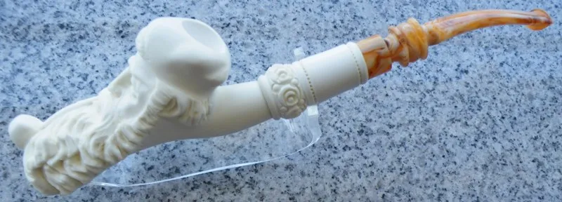 Hand-carved figure in a fez Turkish block meerschaum pipe, product PORT-13