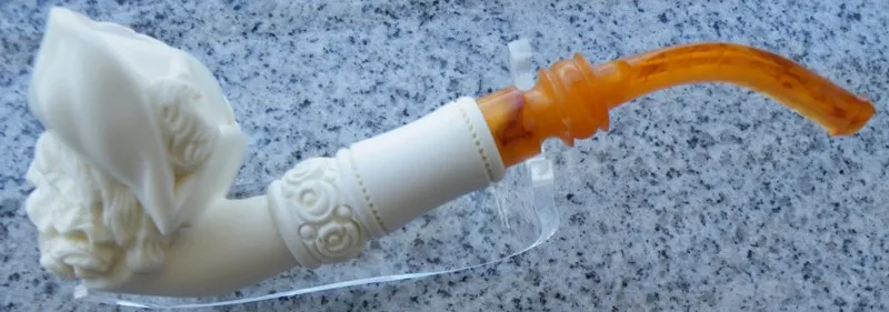 Hand-carved pirate Turkish block meerschaum pipe, product PORT-14