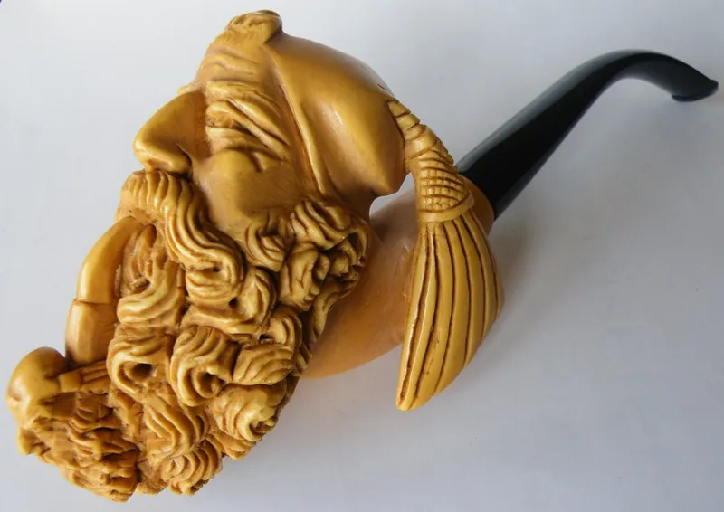 Hand-carved figure in a fez Turkish block meerschaum pipe, product PORT-17