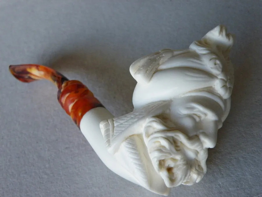 Hand-carved sultan Turkish block meerschaum pipe, product PORT-20