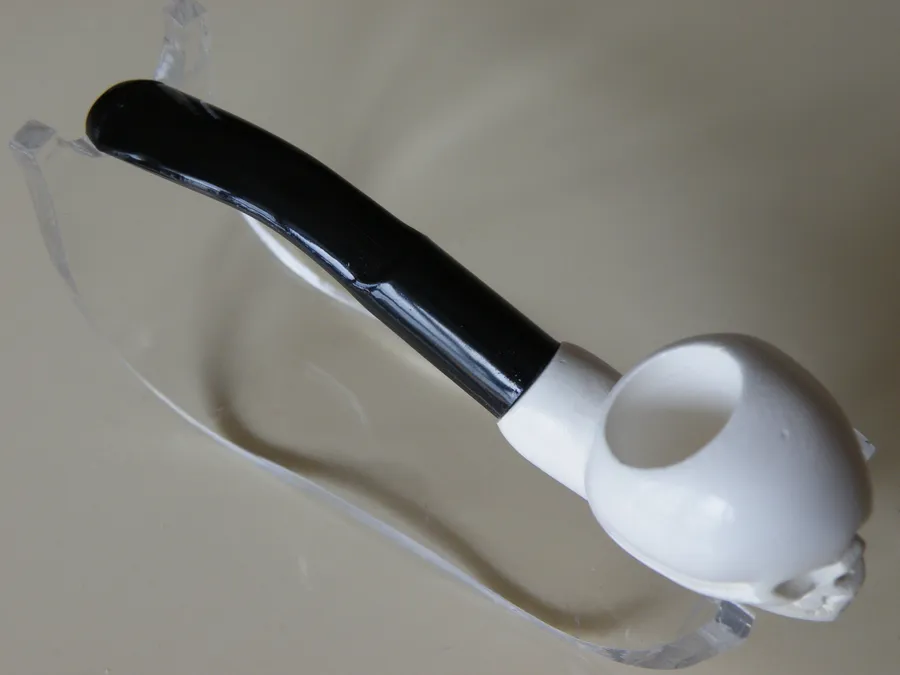 Hand-carved skull Turkish block meerschaum pipe, product SKU-01