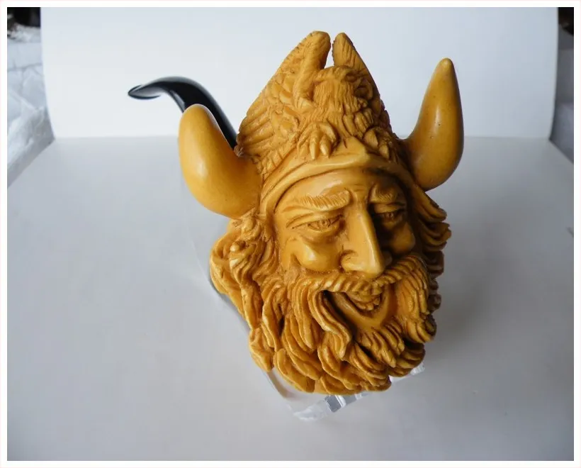 Hand-carved viking Turkish block meerschaum pipe, product VIK-01