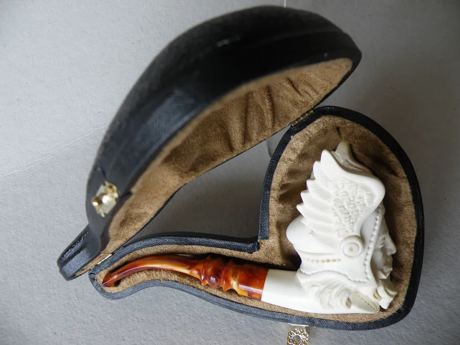 Hand-carved viking Turkish block meerschaum pipe, product VIK-02