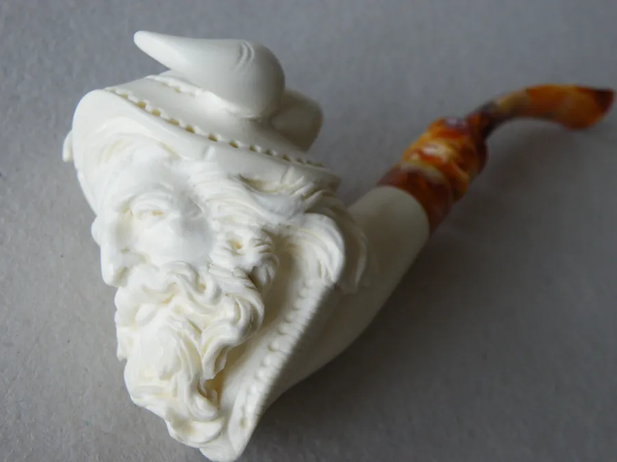 Hand-carved viking Turkish block meerschaum pipe, product VIK-03