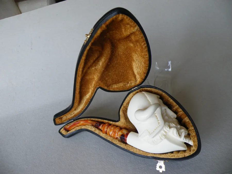 Hand-carved viking Turkish block meerschaum pipe, product VIK-04