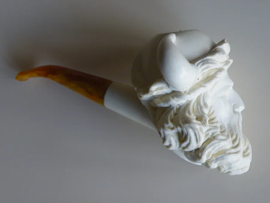 Hand-carved viking Turkish block meerschaum pipe, product VIK-06