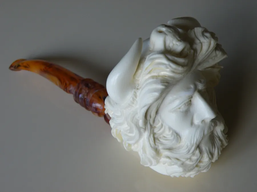 Hand-carved viking Turkish block meerschaum pipe, product VIK-07