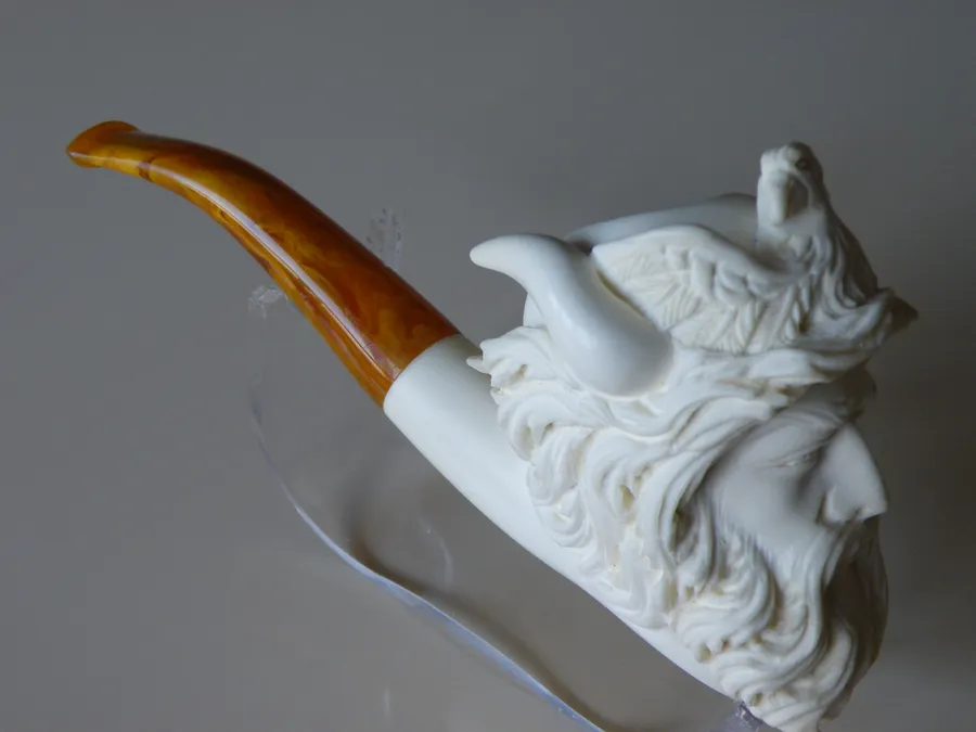 Hand-carved viking Turkish block meerschaum pipe, product VIK-11